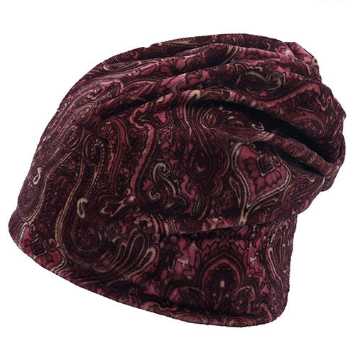 Double-layer Short-pile Bonnet With Multi-colored Plaid Pattern