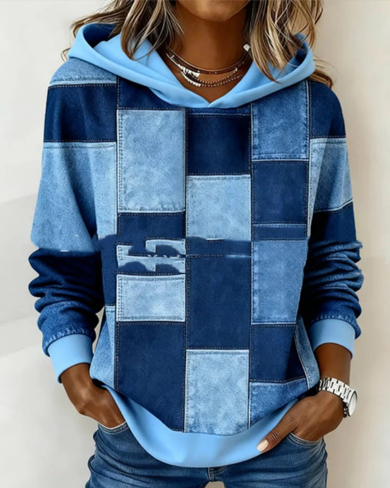 Womens 3D Digital-Print Pullover Hoodie