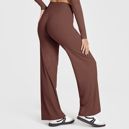 Loose Straight-leg Yoga Pants That Create A Slimming High-waisted Look