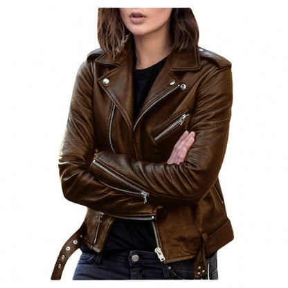 Women's Short Women's Leather Jacket Coat Jacket Pu