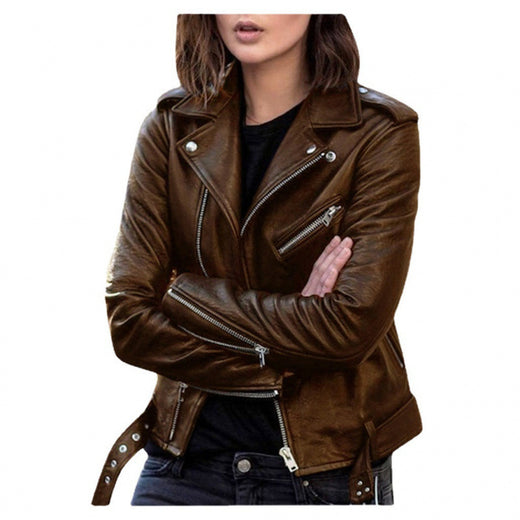 Women's Short Women's Leather Jacket Coat Jacket Pu
