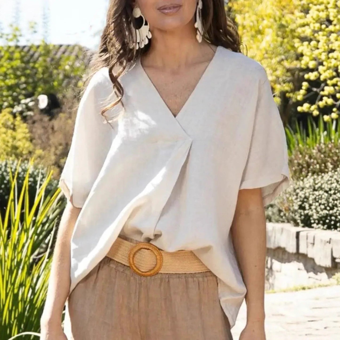 Women's New Arrival Short Sleeve V-Neck Casual Loose Top