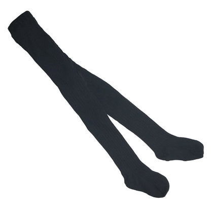 Solid-color Baby Cotton Tights With Ribbed Stripes