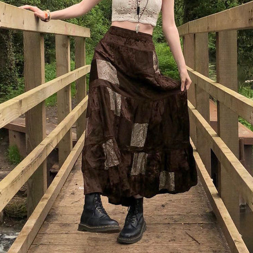 Loose-fit Velvet Maxi Skirt That Flatters The