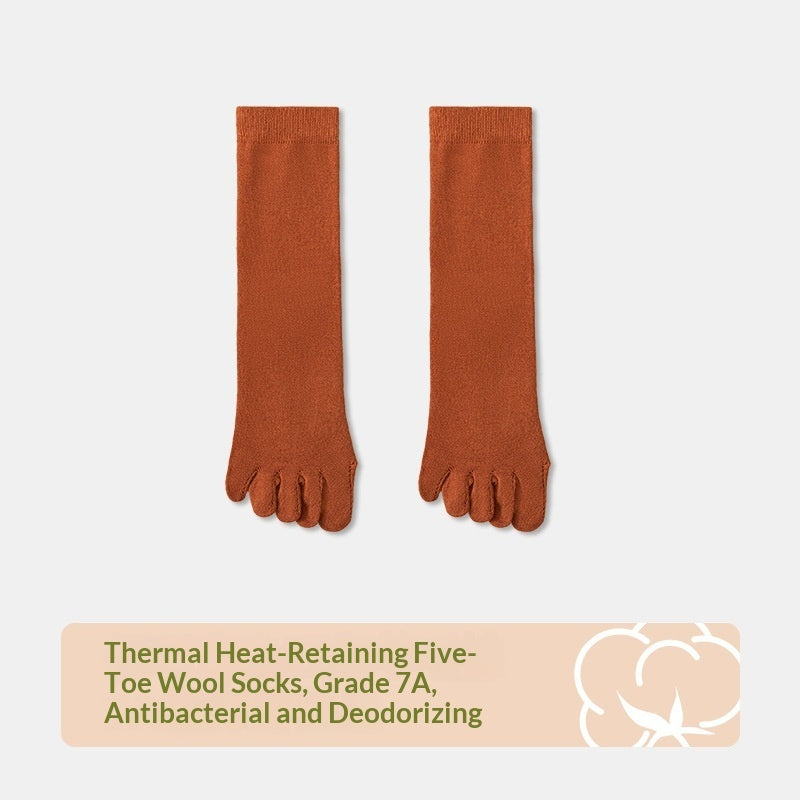 Wool Five-toe Women Mid-calf Five-toe Socks Winter Warm Long Winter Ladies Anti-slip Thickened Stockings