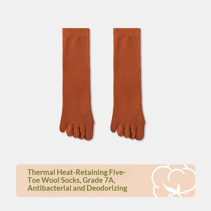 Wool Five-toe Women Mid-calf Five-toe Socks Winter Warm Long Winter Ladies Anti-slip Thickened Stockings