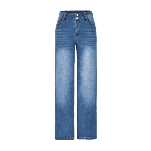 Womens Casual Straight-leg Denim Wide-leg Pants