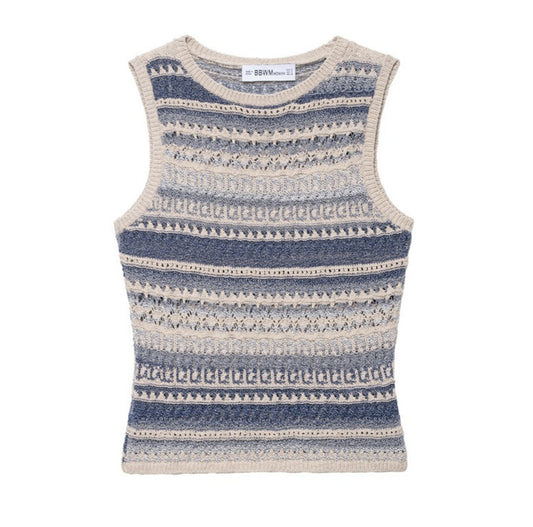 Women's Casual Striped Knitted Sleeveless Top