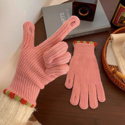 Winter Fingerless Knitted Gloves Touchscreen Warm Windproof