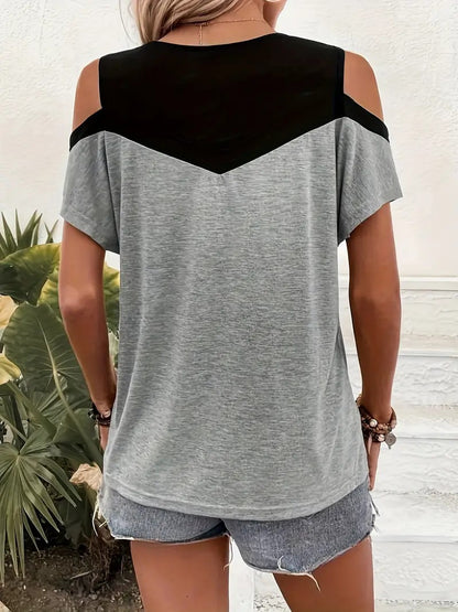 Women's Off-shoulder Casual Short-sleeve Round-neck Top