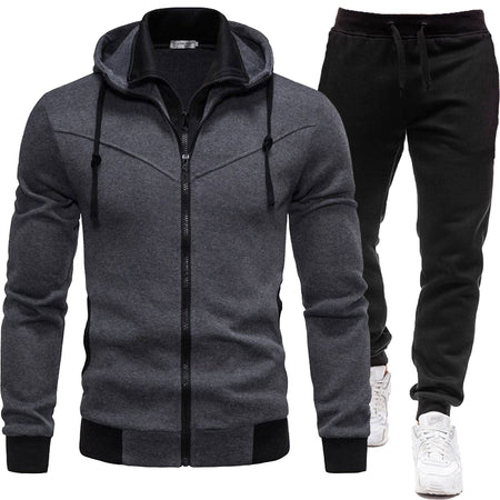 Sport-Style Patchwork Jacket And Casual Long-Sleeve Pants