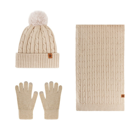Women's Winter Warm Riding Ear Protection Knitted Hat Scarf Gloves