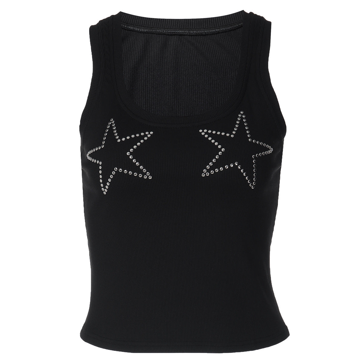 Women's Slim-fit Solid-color Rhinestone-embellished Versatile Top