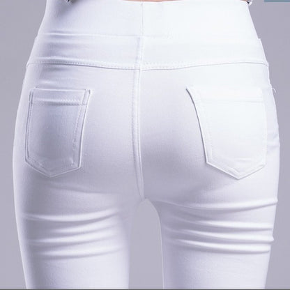 Outerwear Stretchy Elastic-waist Colorful Pencil Pants
