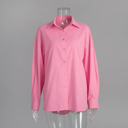 Casual Solid-color Minimalist Loose-fit Shirt