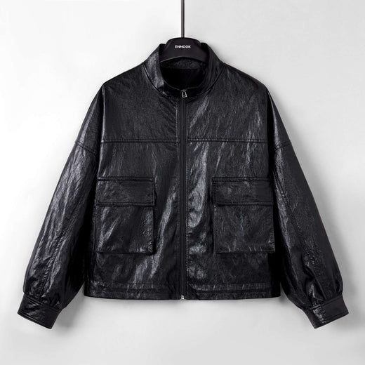 Women's Leather Top Loose All-matching European And American Style Short Coat