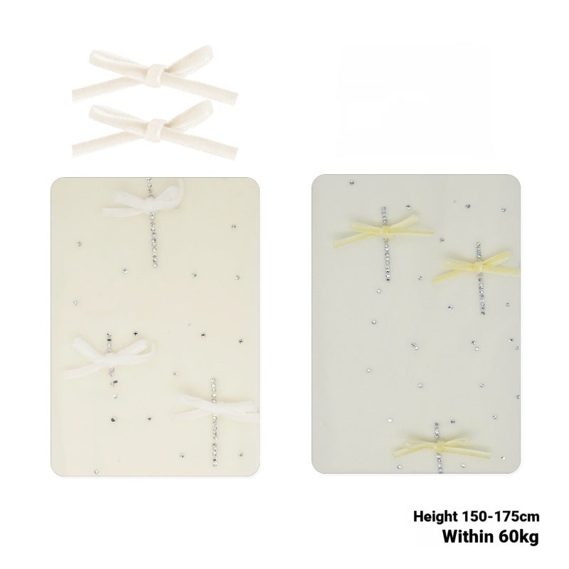 Velvet Bow Rhinestone White Stockings