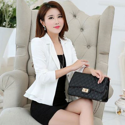 Women's Solid Color Korean Style Slim Fit Ruffled Coat