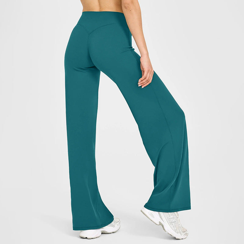 Loose Straight-leg Yoga Pants That Create A Slimming High-waisted Look