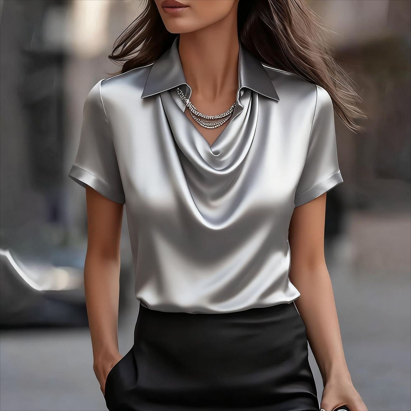 Simple Boat-neck Blouse For Women