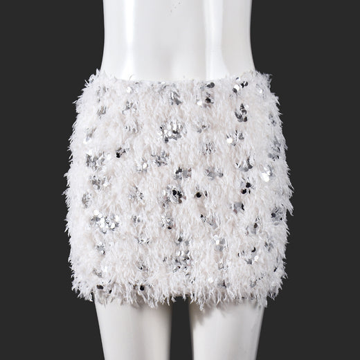 Ins-style Beaded Fluffy Sexy Low-rise Skirt For Women