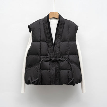 New National Standard Autumn And Winter Plain Color V-neck Loose Vest