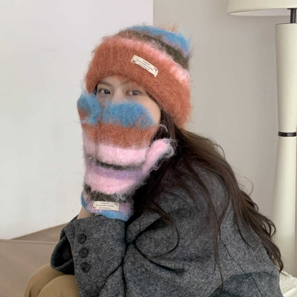 Rainbow Striped Versatile Warm Knitted Hat