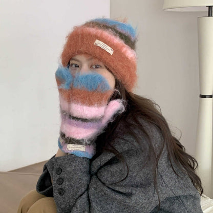 Rainbow Striped Versatile Warm Knitted Hat