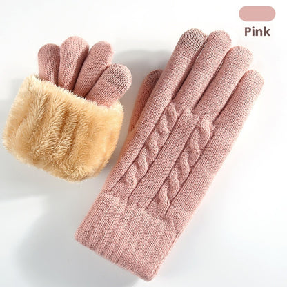 Double-layer Fleece-lined Warm And Cold-proof Knitted Gloves