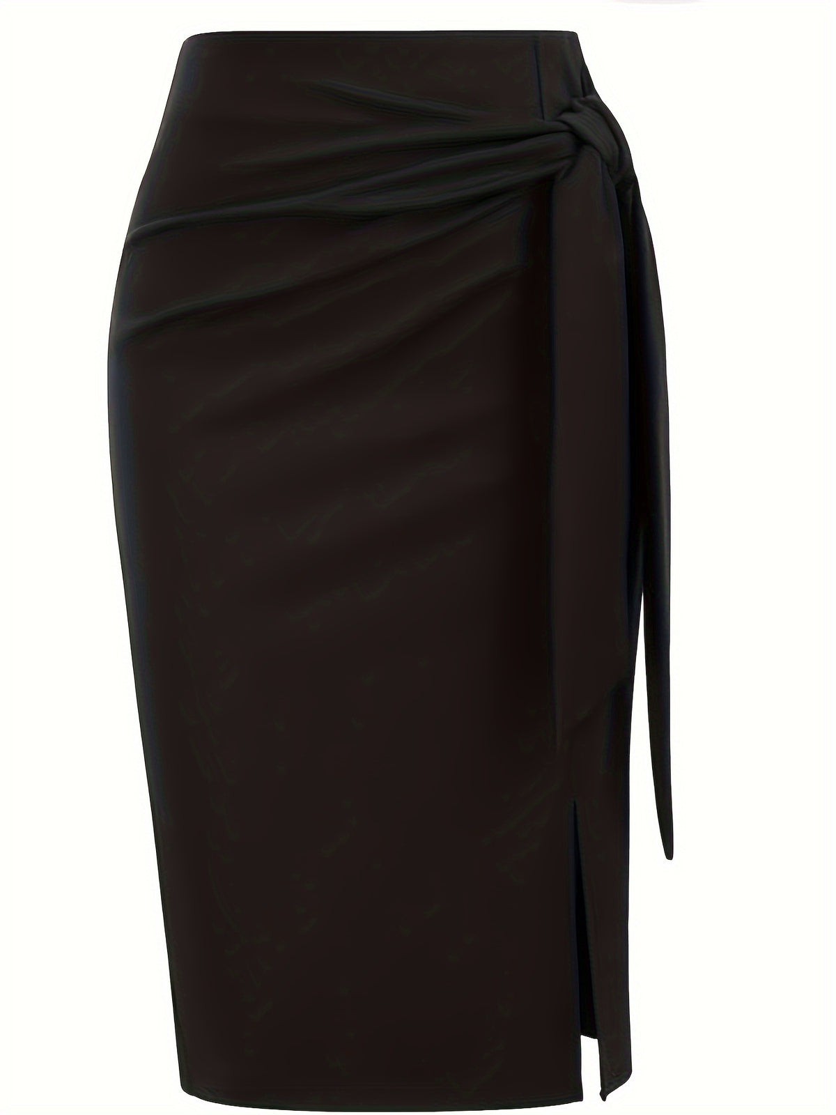 Elegant Monochrome High-waisted Knee-length Skirt For Women