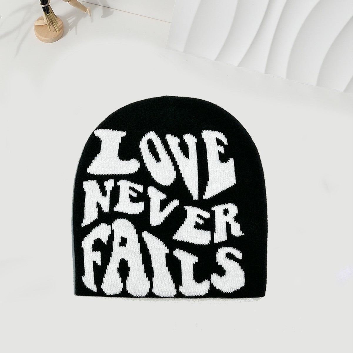 Knitted Jacquard Hat One-size Fits All Beanie Cold Weather Hat Letter Jacquard