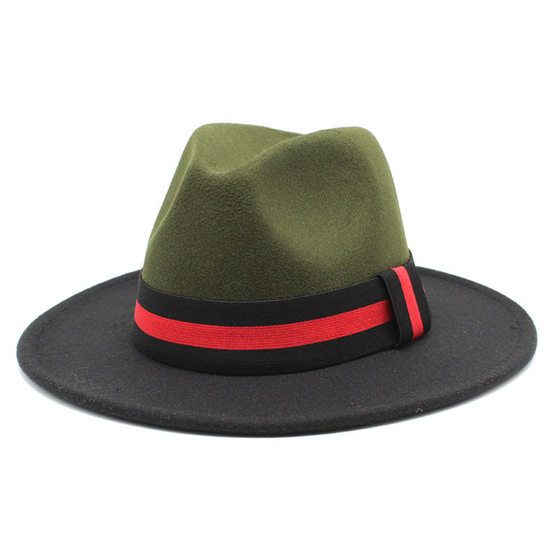 Fashionable Two-tone Patchwork Wool Top Hat