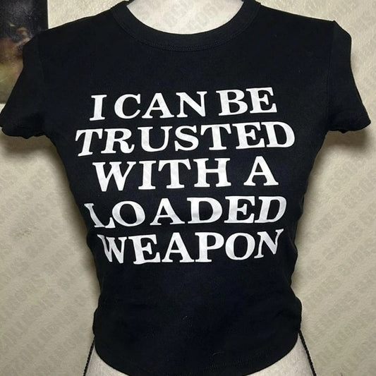 Sexy And Fashionable Women's Short Figure-hugging Crop Top With Letter Print