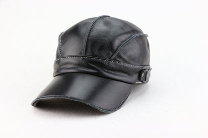 Korean-style Trendy Unisex Top-layer Cowhide For Autumn And Winter Fashionable And Casual Baseball Cap