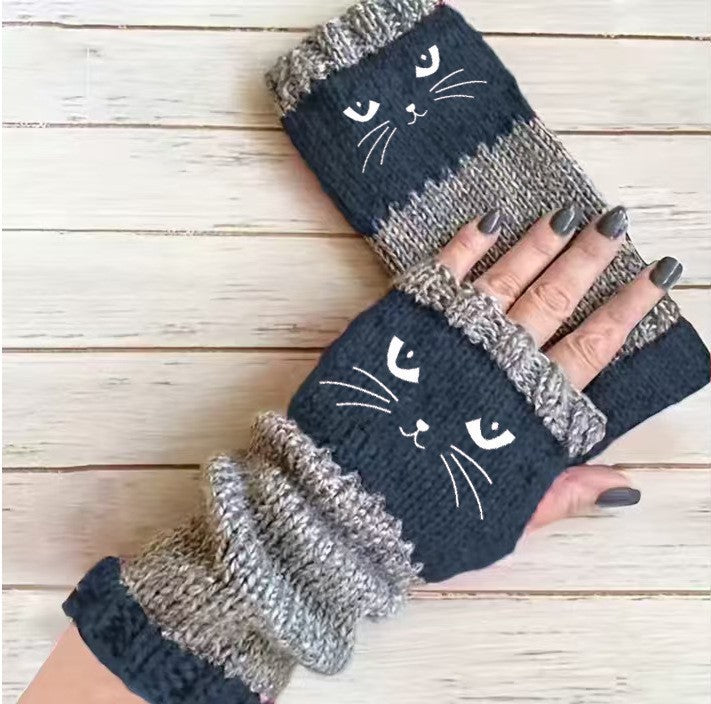 New Autumnwinter Stylish And Warm Patchwork Embroidered Gloves