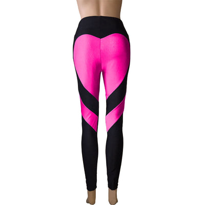 Butt-lifting Heart-patterned Patchwork Leggings With Excellent Stretch