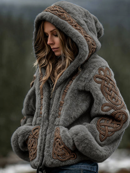 Womens Warm Hooded Zip-Up Cardigan Sweater