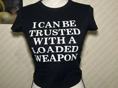 Sexy And Fashionable Women's Short Figure-hugging Crop Top With Letter Print