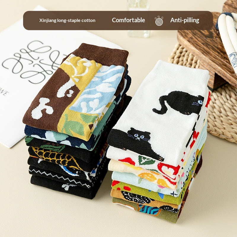 Thumb Toe Pig Hoof Shoes Sheep Hoof Socks Japanese Flower Pattern