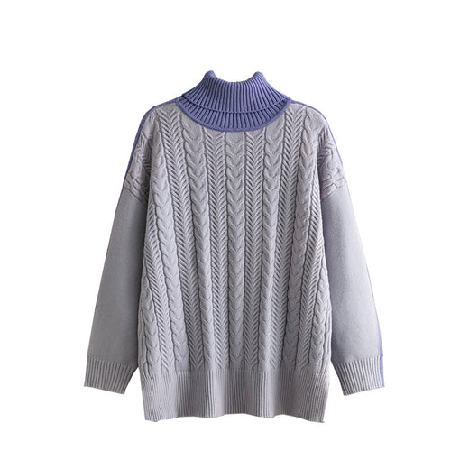 Two-tone Patchwork Jacquard Loose  Western-style Slimming Top For Women