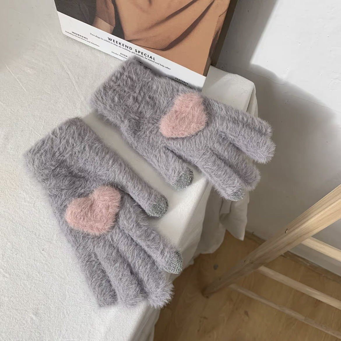 Winter Fingerless Knitted Gloves Touchscreen Warm Windproof