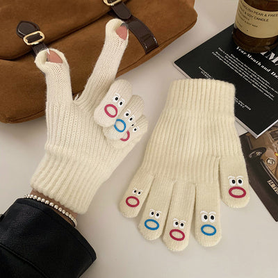 Winter Fingerless Knitted Gloves Touchscreen Warm Windproof