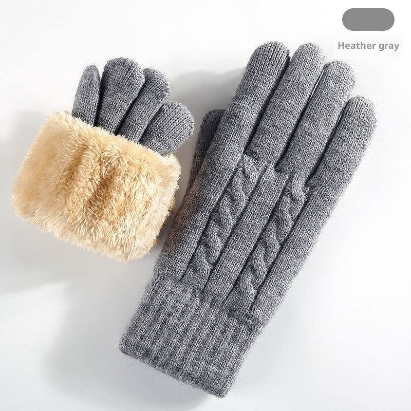 Double-layer Fleece-lined Warm And Cold-proof Knitted Gloves