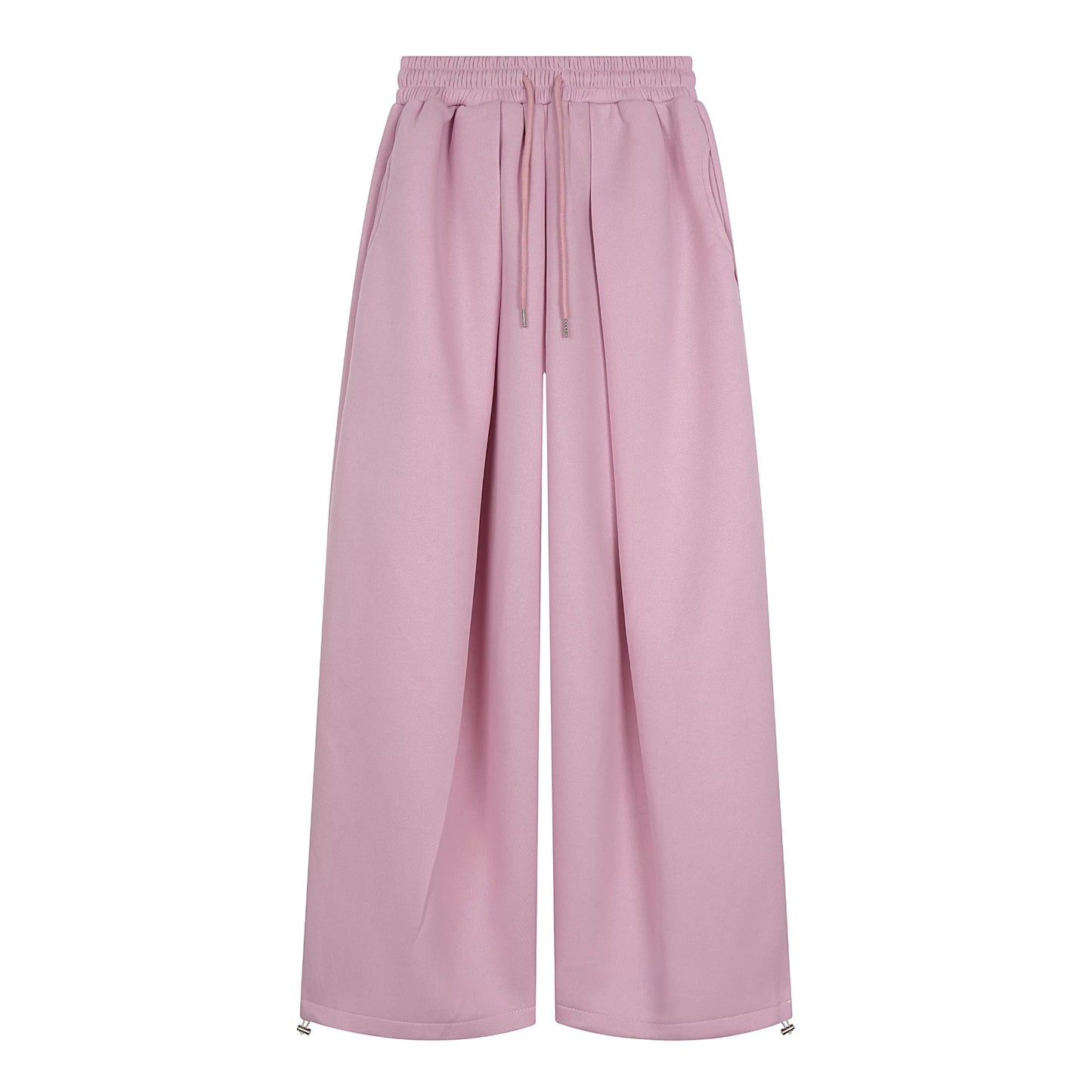 Embroidered Pleated Drawstring Sweatpants For Women Loose Straight Fit