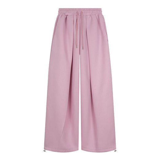 Embroidered Pleated Drawstring Sweatpants For Women Loose Straight Fit