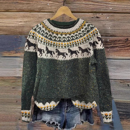 Womens Printed Crew Neck Long Sleeve Sweatshirt Top