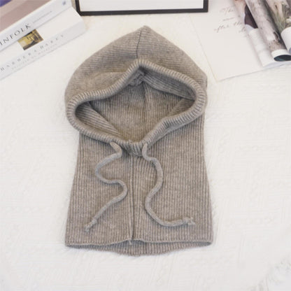 Fashionable And Warm Scarf With Integrated Yarn Knitted Hat For Women