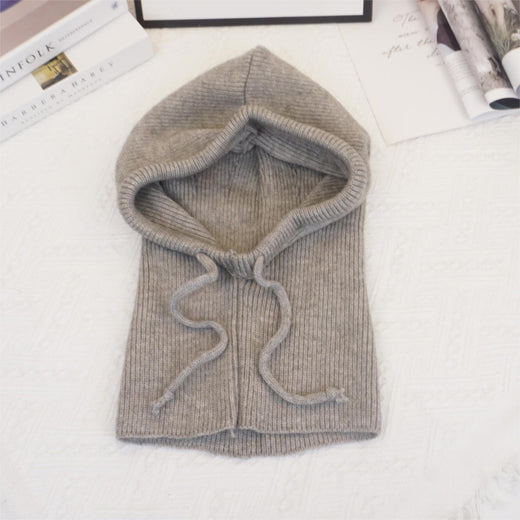 Fashionable And Warm Scarf With Integrated Yarn Knitted Hat For Women