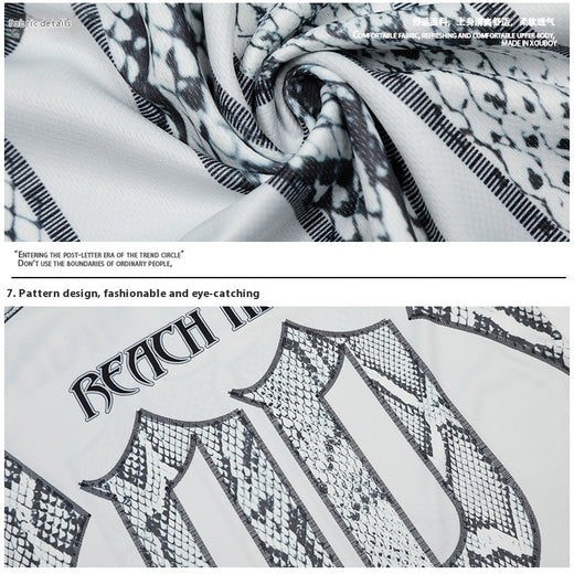Snake Scale Design Mesh Jersey Short Sleeve T-shirt Loose