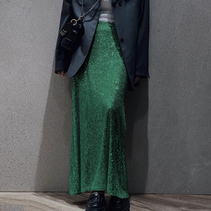 High-density Sequin Midi Skirt For Women Social Media Favorite